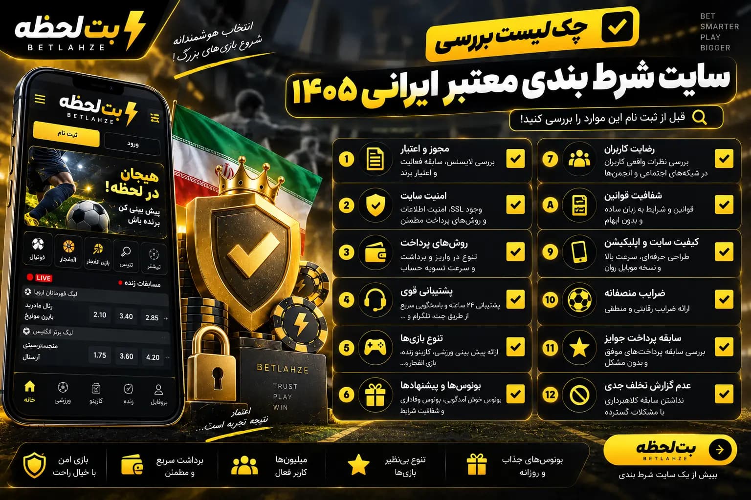 چک لیست بررسی سایت شرط بندی معتبر ایرانی ۱۴۰۵