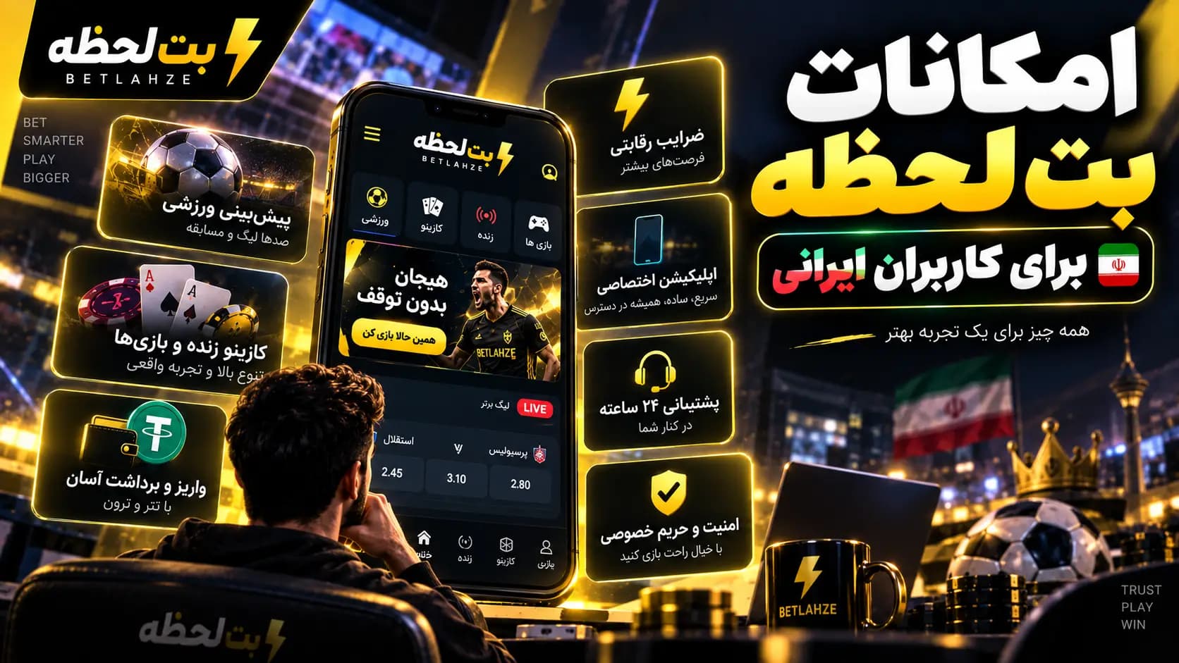 امکانات BetLahze برای کاربران ایرانی